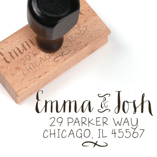 Rustic Script Wood Handle Rubber Stamp